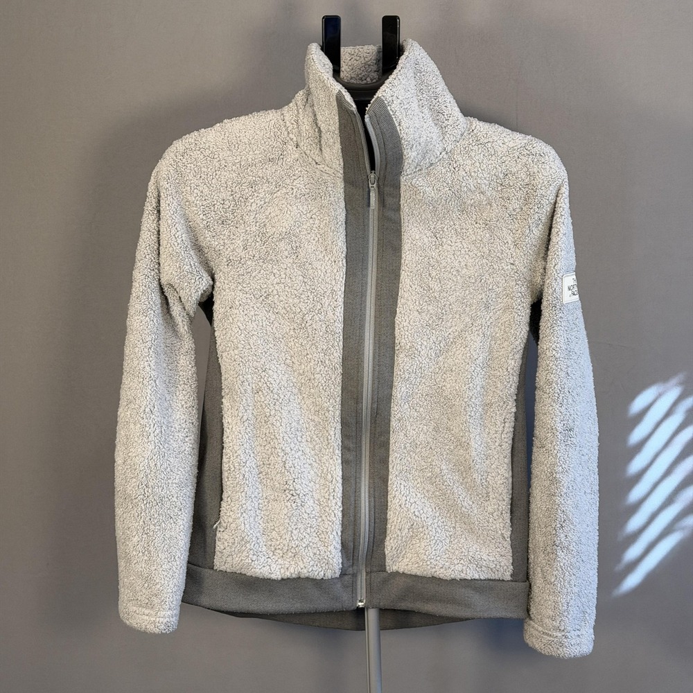 The North Face Jacket Womens Small Gray Sherpa Fleece Full Zip Outdoor Hiking